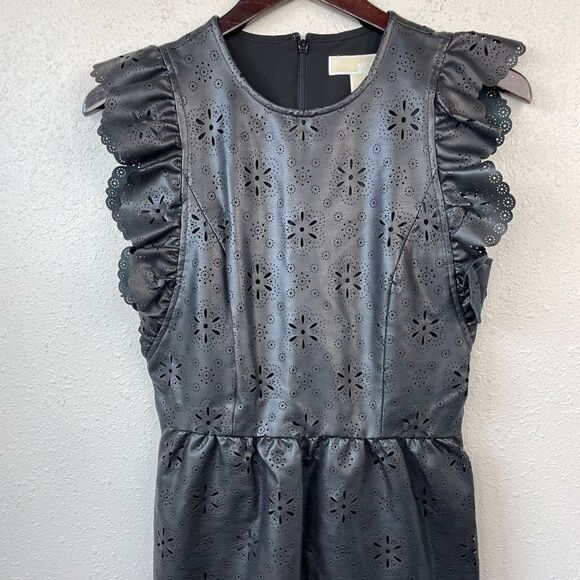 MICHAEL Michael Kors Black Faux Leather Dress Size 4 - Picture 4 of 9